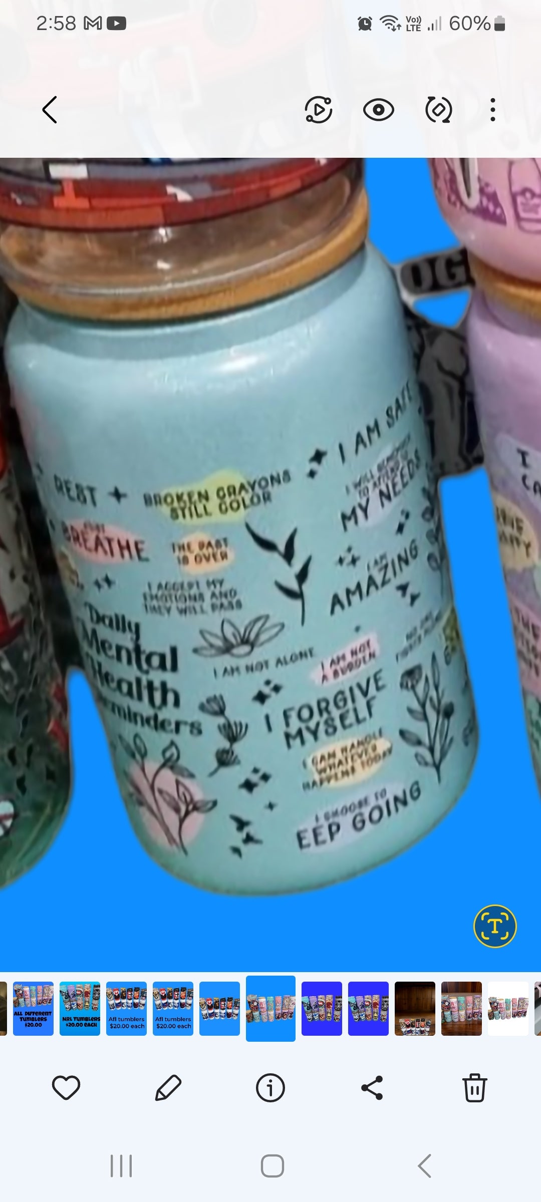 Mental Health affirmation tumblers